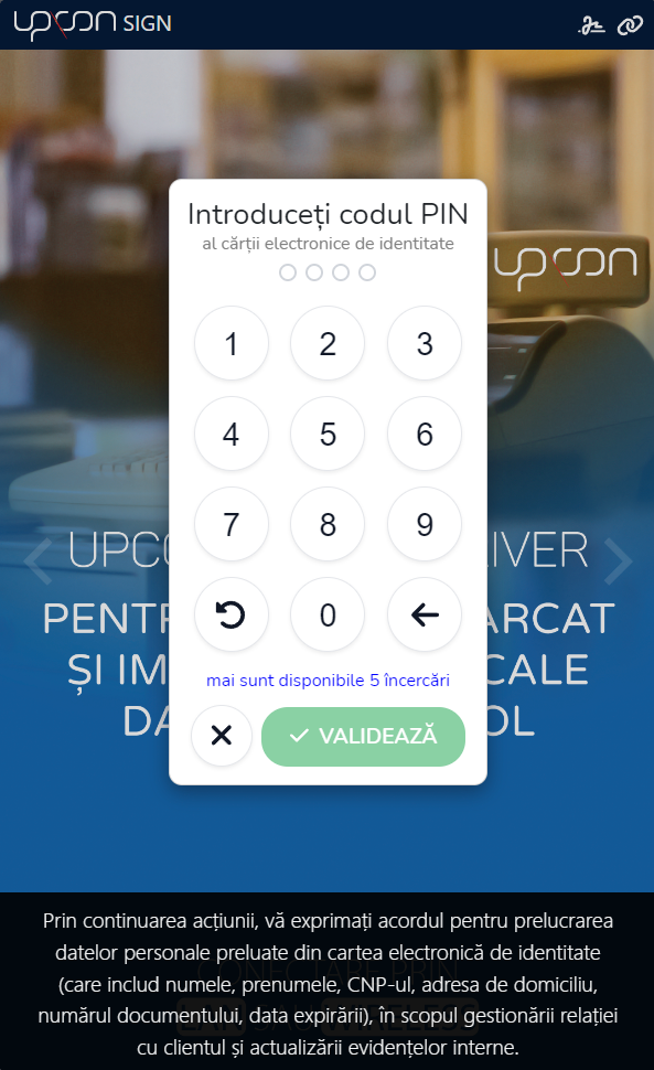 Capturi de ecran ale aplicației web UpCon
