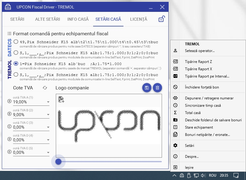 Interconectare agent software cu echipamentele fiscale și aplicația web UpCon
