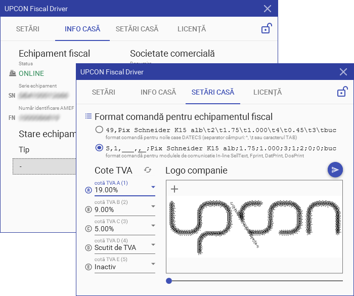 Interconectare agent software cu echipamentele fiscale și aplicația web UpCon